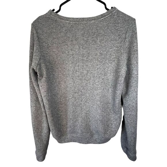 Jolt Grey, Beige, and Pink Long Sleeve Crewneck With Lace Front - Picture 3 of 4